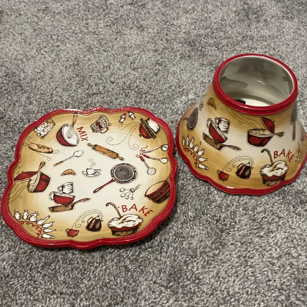 Yankee Candle 2012 Candle Topper Shade & Plate Kitchen Baking